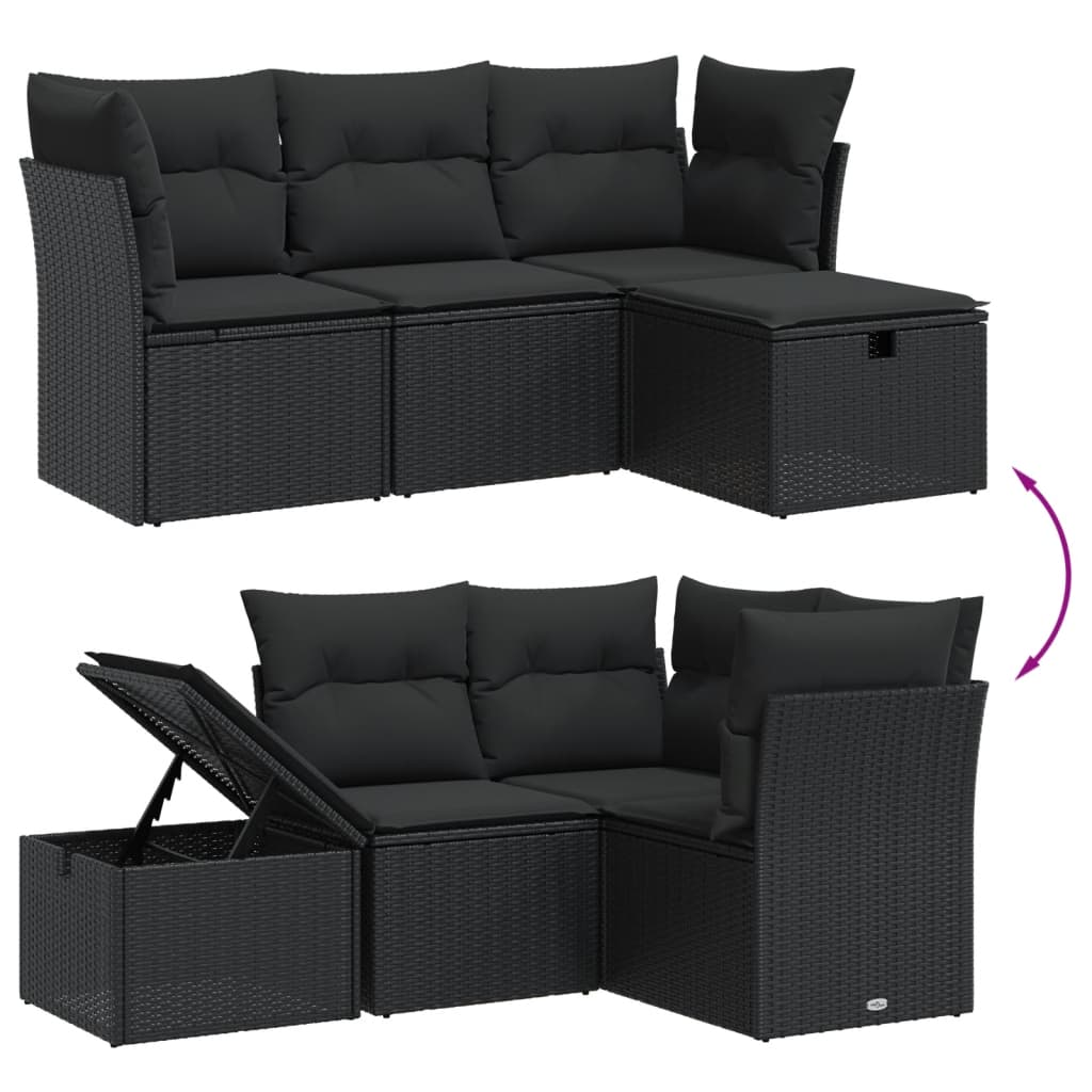 Set Mobilier De Grădină Cu Perne, 4 Piese, , Poliratan