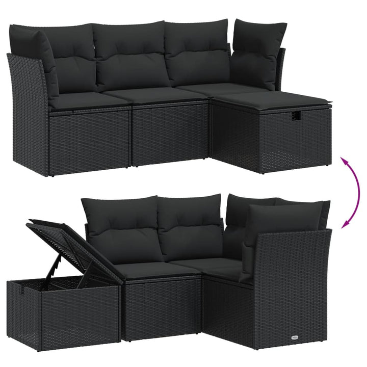 Set Mobilier De Grădină Cu Perne, 4 Piese, , Poliratan