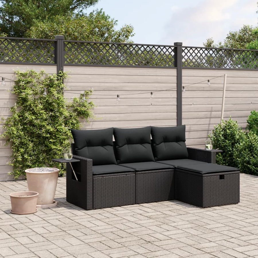 Set Mobilier De Grădină Cu Perne, 4 Piese, , Poliratan