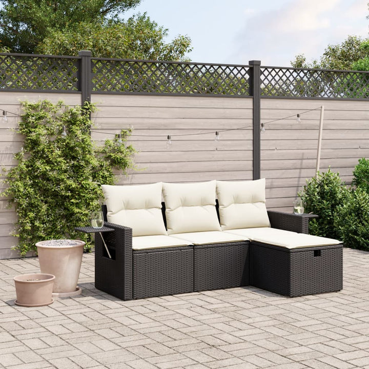 Set Mobilier De Grădină Cu Perne, 4 Piese, , Poliratan