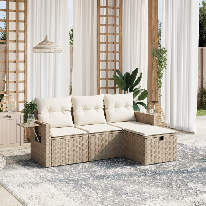 Set Mobilier De Grădină Cu Perne, 4 Piese, , Poliratan