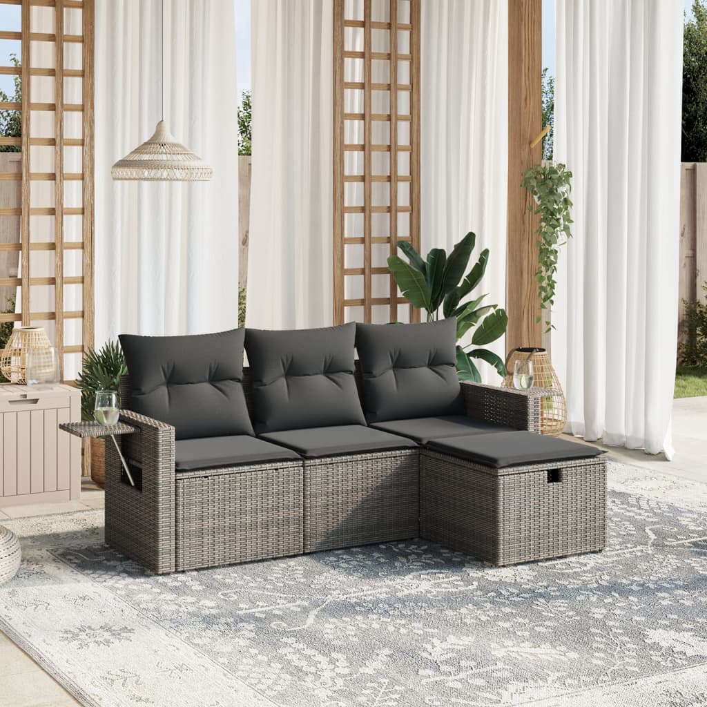 Set Mobilier De Grădină Cu Perne, 4 Piese, , Poliratan