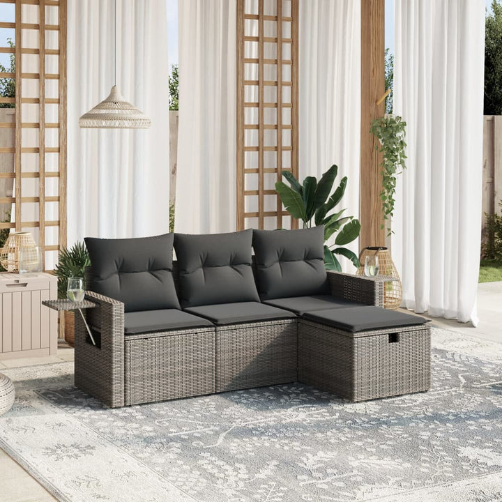 Set Mobilier De Grădină Cu Perne, 4 Piese, , Poliratan