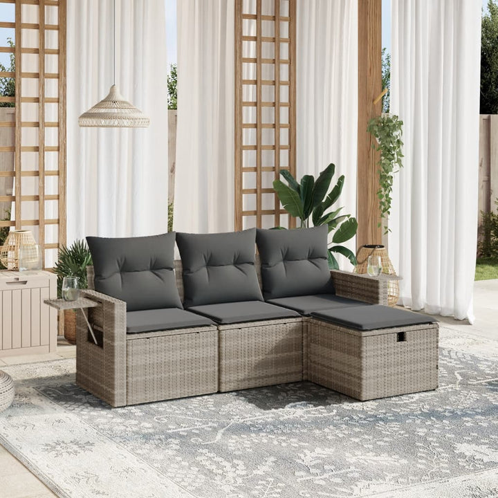 Set Mobilier De Grădină Cu Perne, 4 Piese, , Poliratan