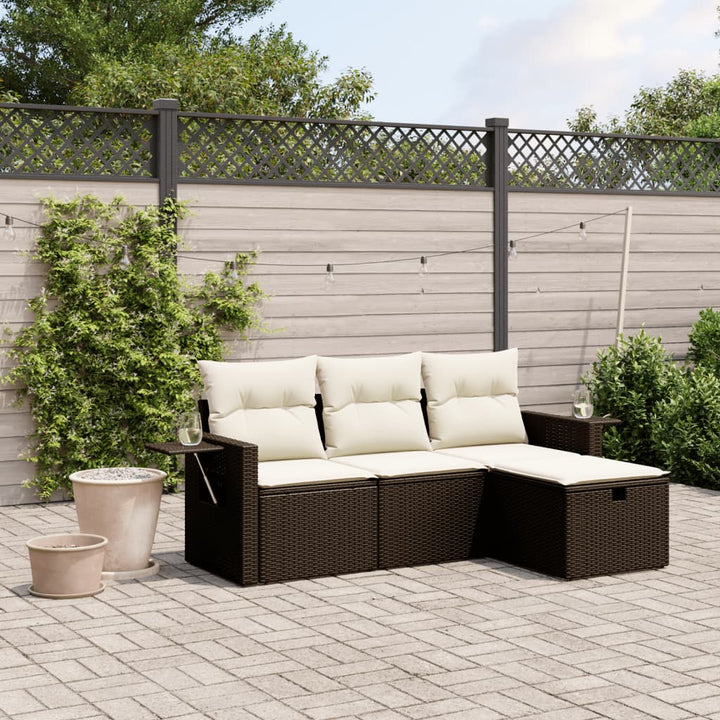 Set Mobilier De Grădină Cu Perne, 4 Piese, , Poliratan