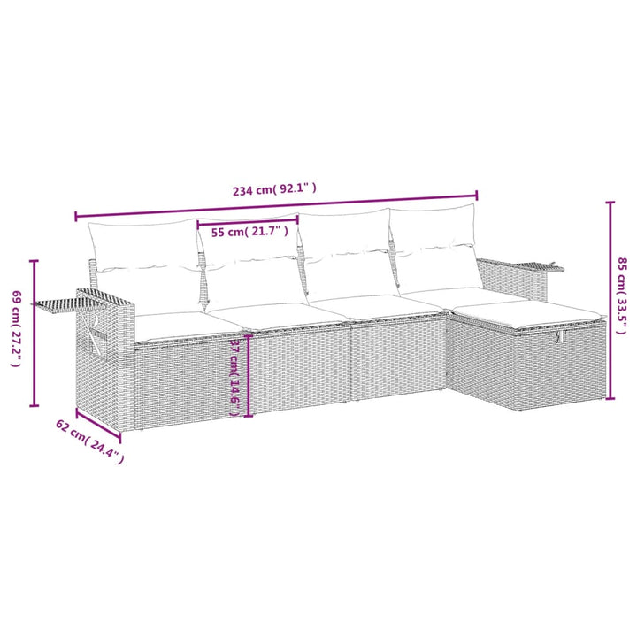 Set Mobilier De Grădină Cu Perne, 5 Piese, Negru, Poliratan