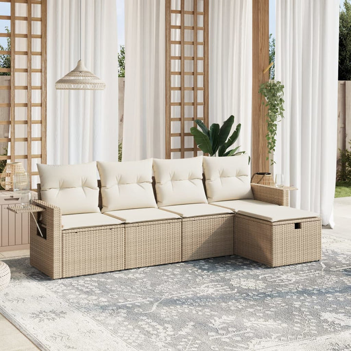 Set Mobilier De Grădină Cu Perne, 5 Piese, Negru, Poliratan