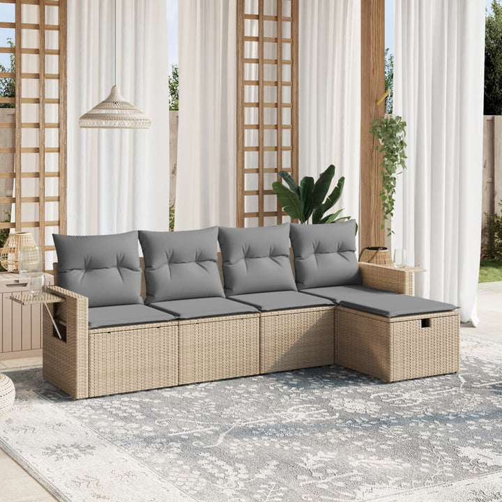 Set Mobilier De Grădină Cu Perne, 5 Piese, Negru, Poliratan