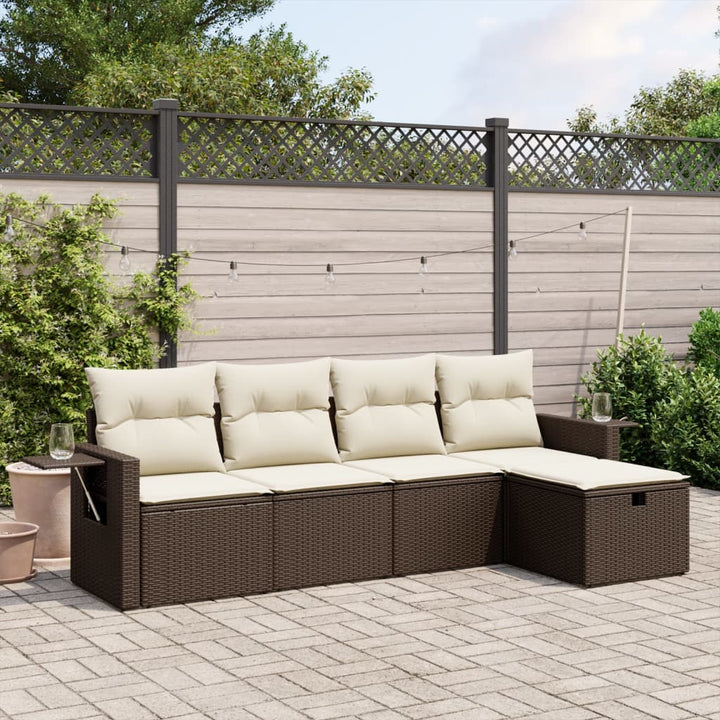 Set Mobilier De Grădină Cu Perne, 5 Piese, Negru, Poliratan