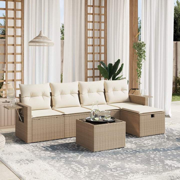 Set Mobilier De Grădină Cu Perne, 5 Piese, Negru, Poliratan