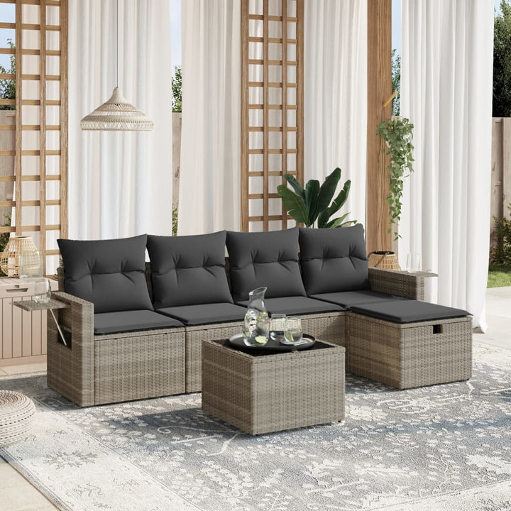 Set Mobilier De Grădină Cu Perne, 5 Piese, Negru, Poliratan