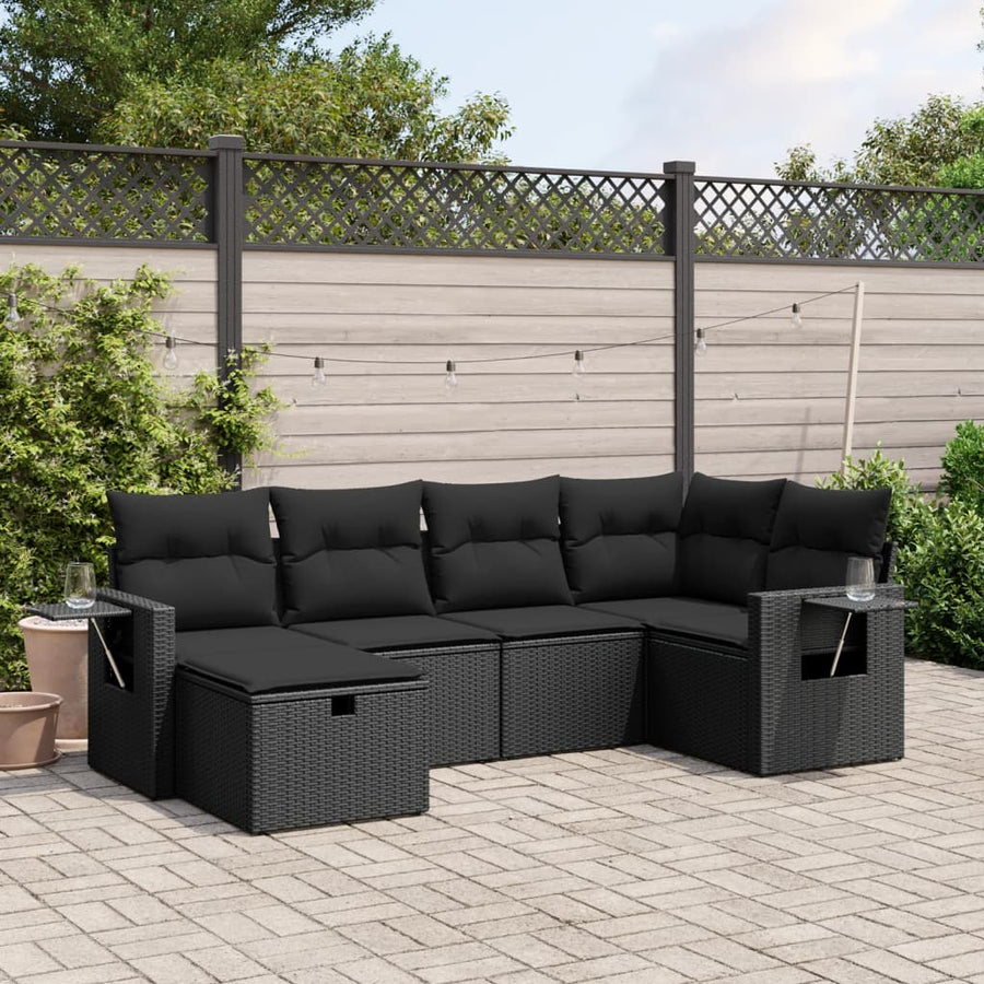 Set Mobilier De Grădină Cu Perne, 6 Piese, , Poliratan