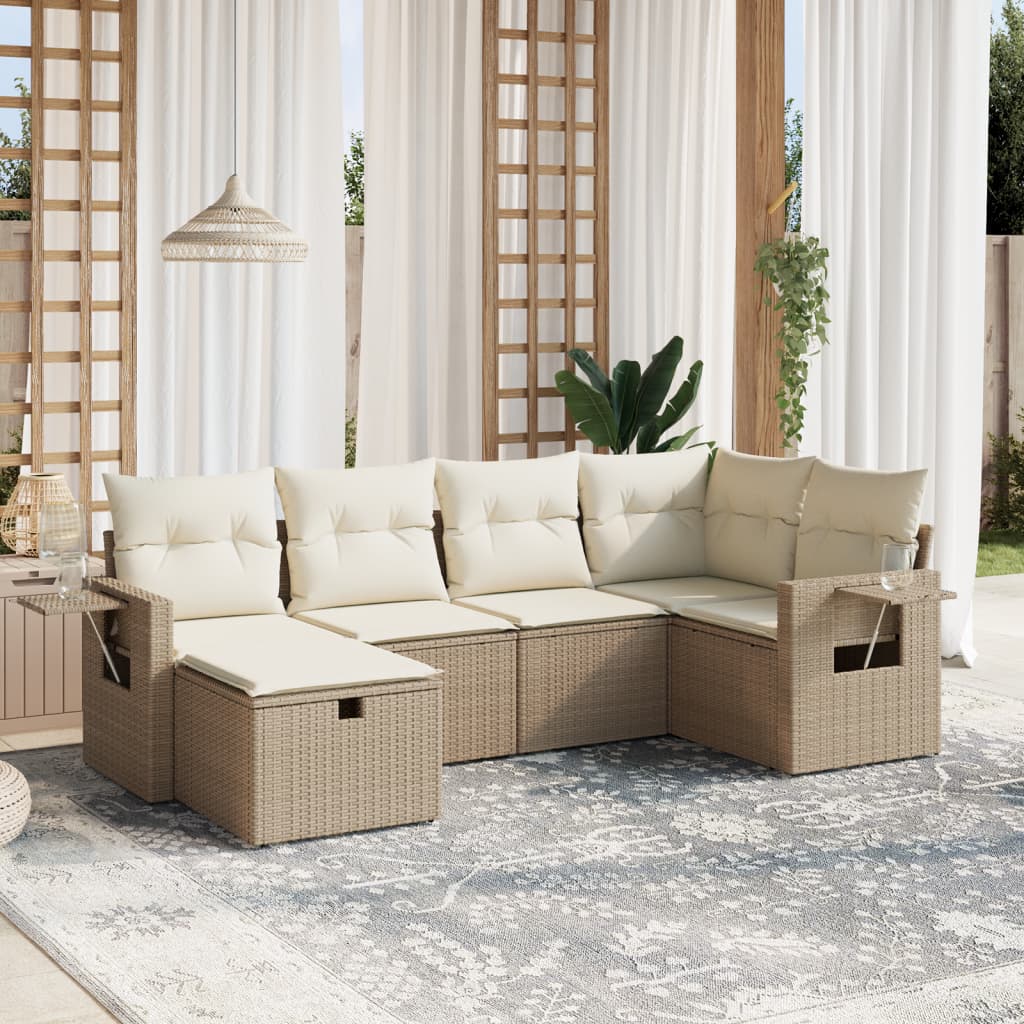 Set Mobilier De Grădină Cu Perne, 6 Piese, , Poliratan