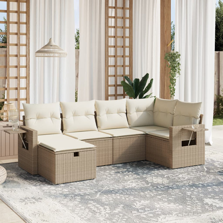 Set Mobilier De Grădină Cu Perne, 6 Piese, , Poliratan