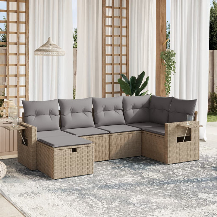 Set Mobilier De Grădină Cu Perne, 6 Piese, , Poliratan