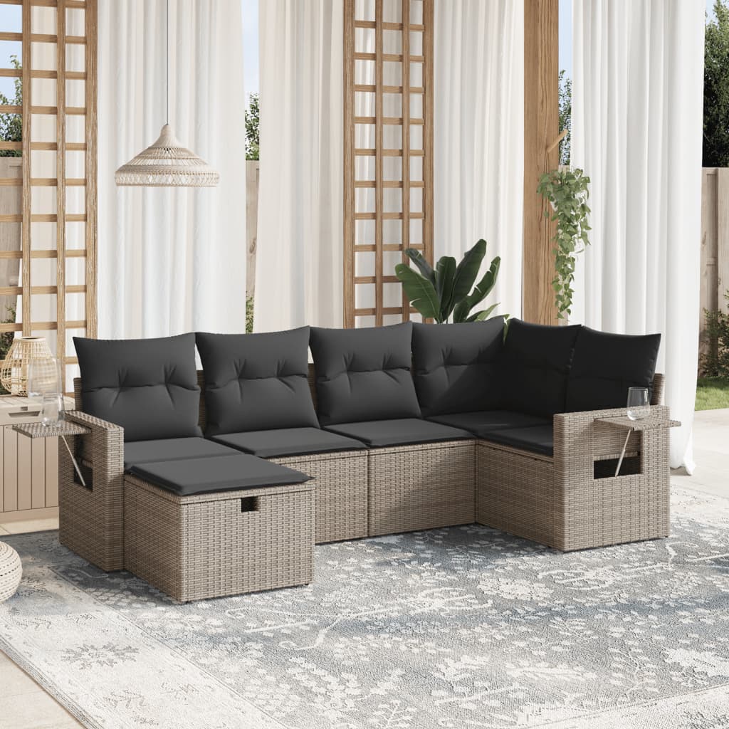 Set Mobilier De Grădină Cu Perne, 6 Piese, , Poliratan