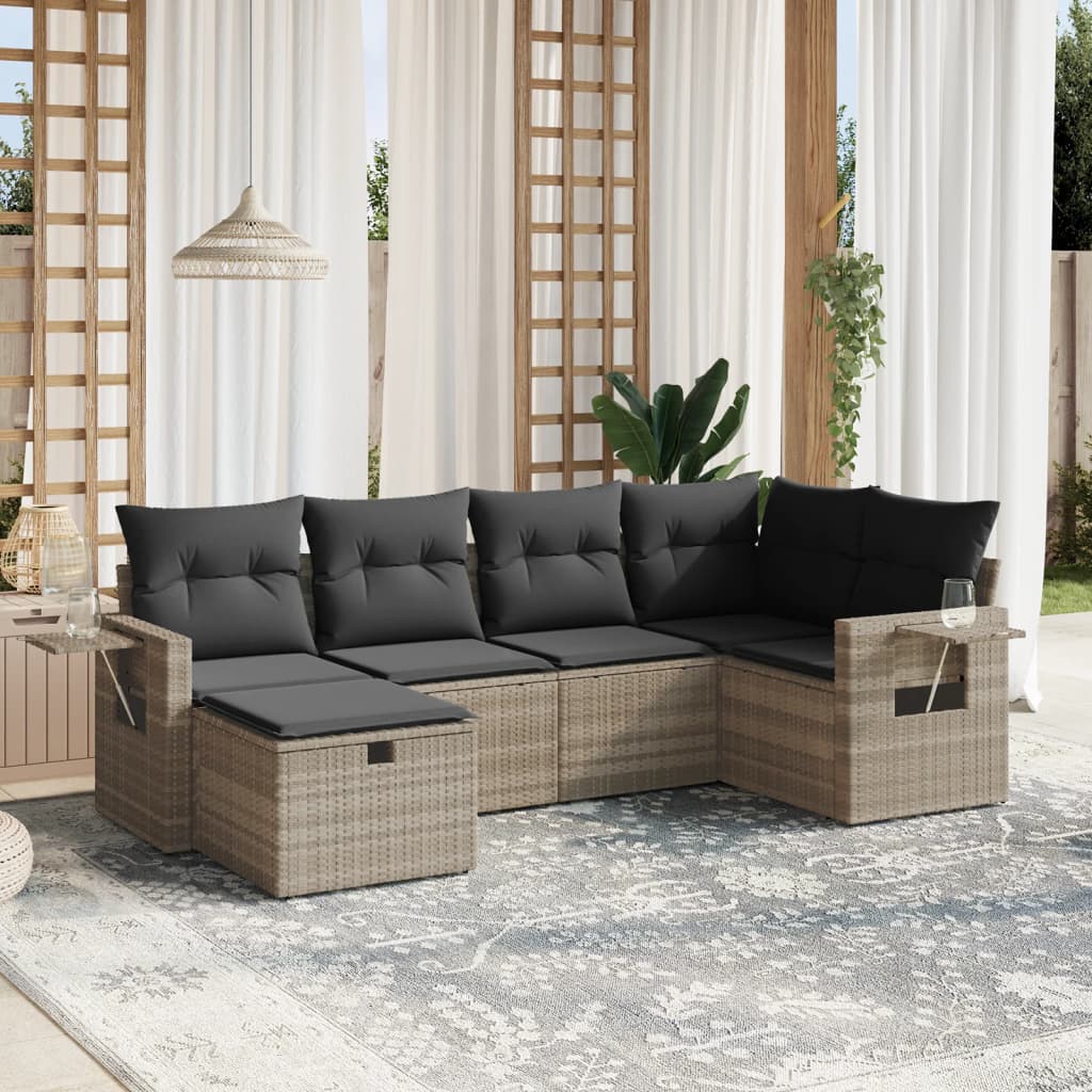 Set Mobilier De Grădină Cu Perne, 6 Piese, , Poliratan