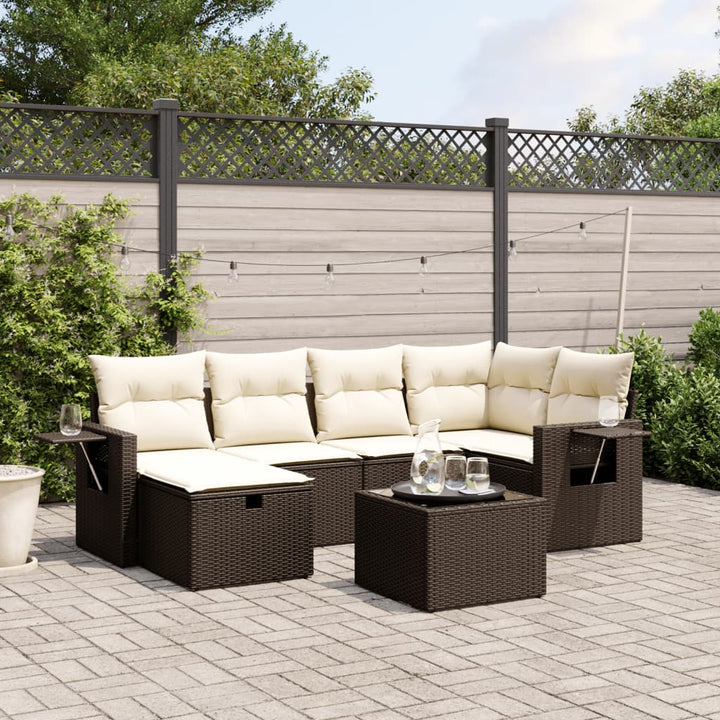 Set Mobilier De Grădină Cu Perne, 6 Piese, , Poliratan