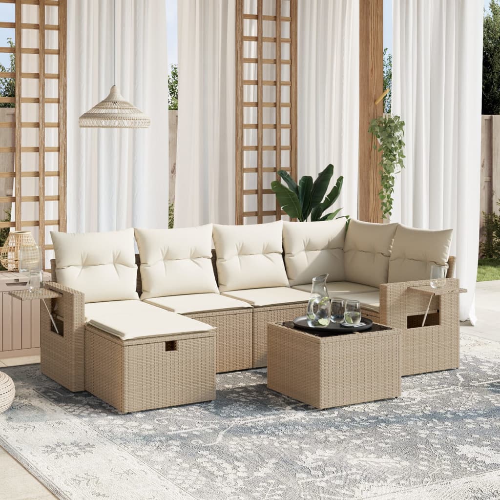 Set Mobilier De Grădină Cu Perne, 6 Piese, , Poliratan