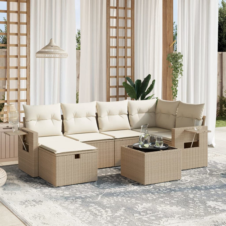 Set Mobilier De Grădină Cu Perne, 6 Piese, , Poliratan