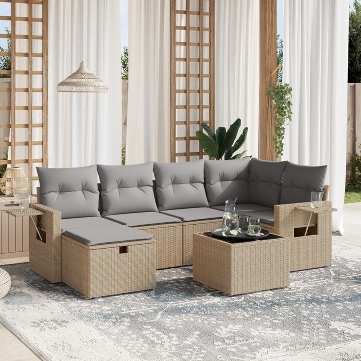 Set Mobilier De Grădină Cu Perne, 6 Piese, , Poliratan