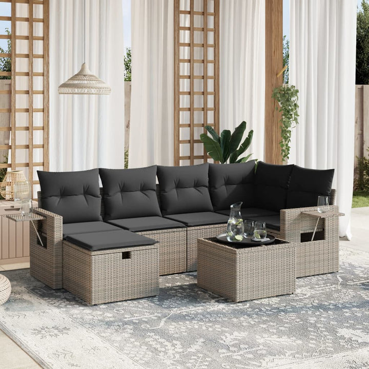 Set Mobilier De Grădină Cu Perne, 6 Piese, , Poliratan