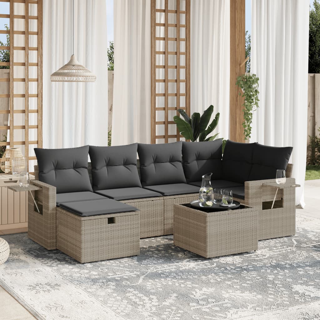 Set Mobilier De Grădină Cu Perne, 6 Piese, , Poliratan