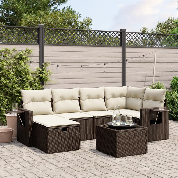 Set Mobilier De Grădină Cu Perne, 6 Piese, , Poliratan