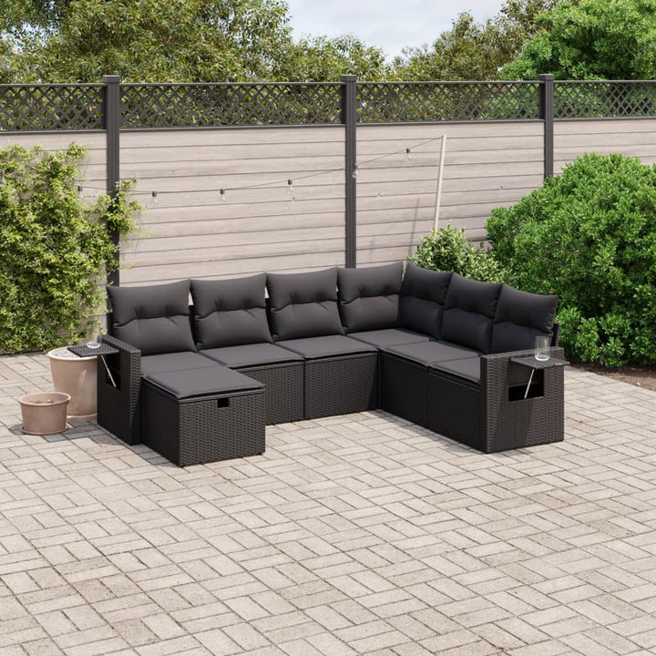 Set Canapele De Grădină, 7 Piese, Cu Perne, , Poliratan