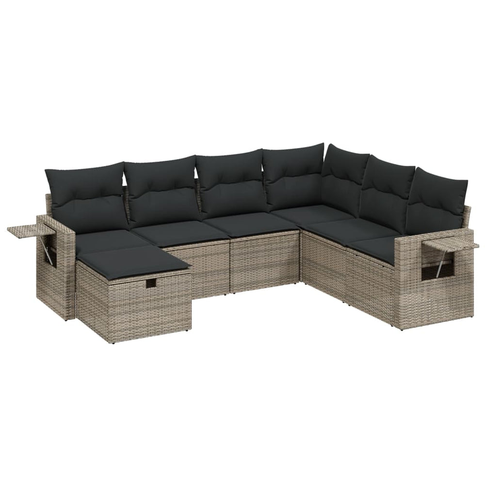 Set Canapele De Grădină, 7 Piese, Cu Perne, , Poliratan