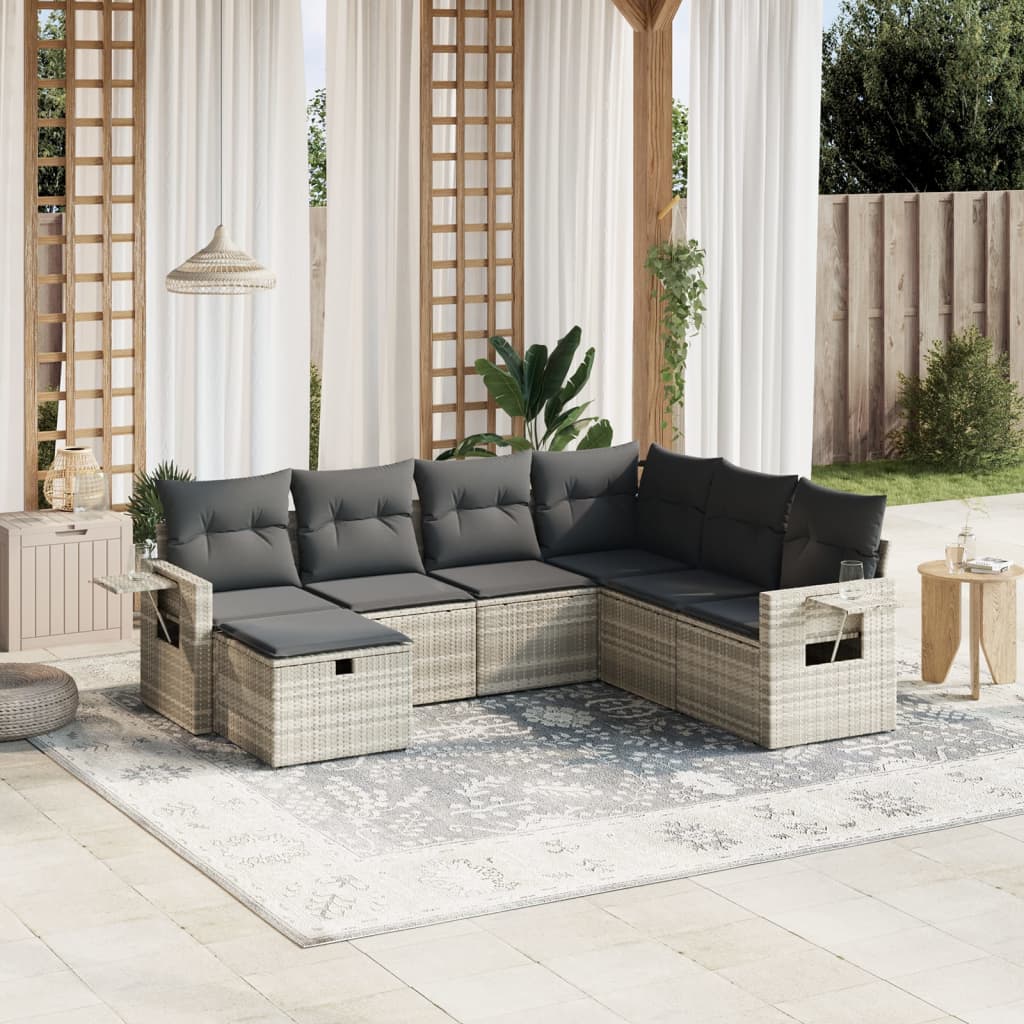 Set Canapele De Grădină, 7 Piese, Cu Perne, , Poliratan