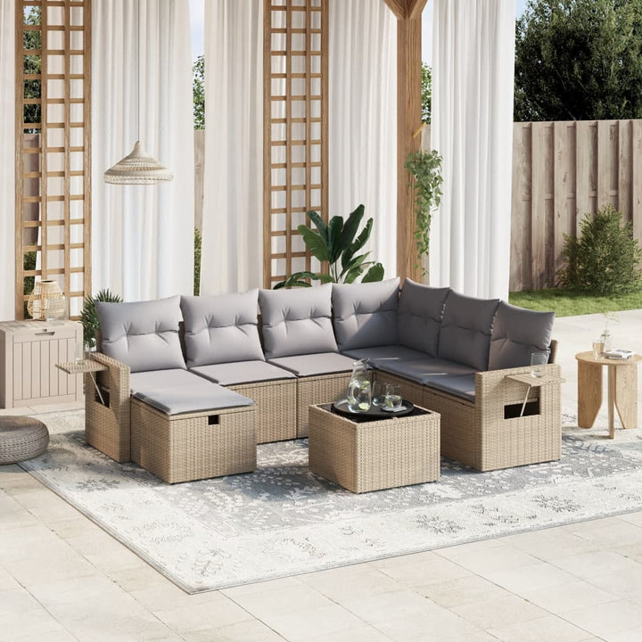 Set Canapele De Grădină, 7 Piese, Cu Perne, , Poliratan