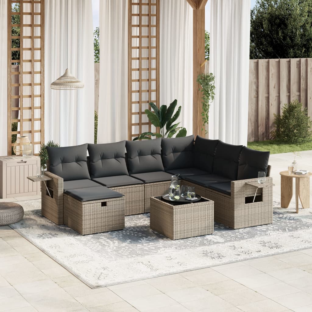 Set Canapele De Grădină, 7 Piese, Cu Perne, , Poliratan