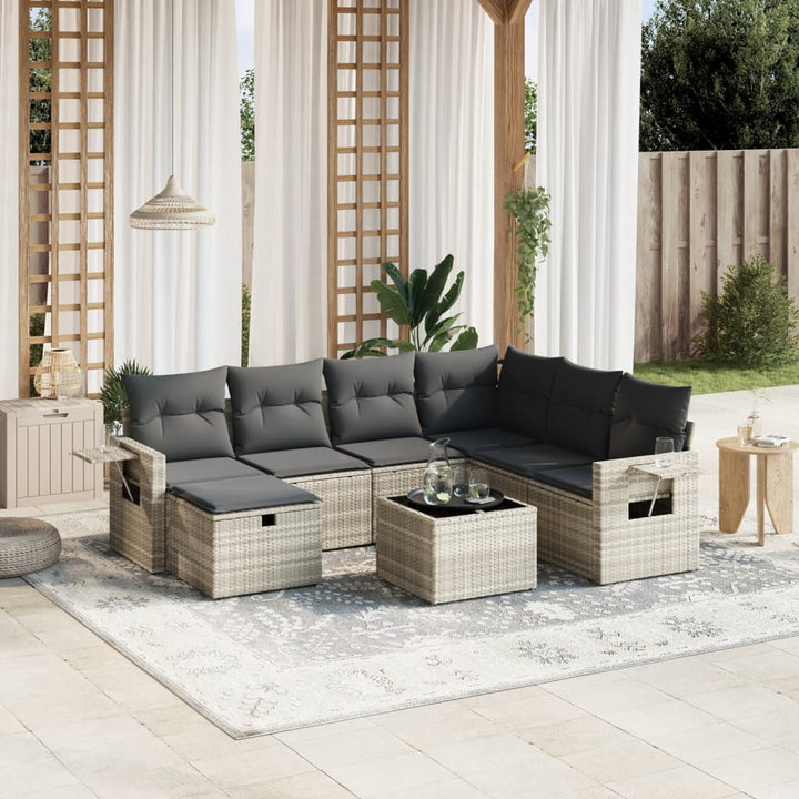 Set Canapele De Grădină, 7 Piese, Cu Perne, , Poliratan