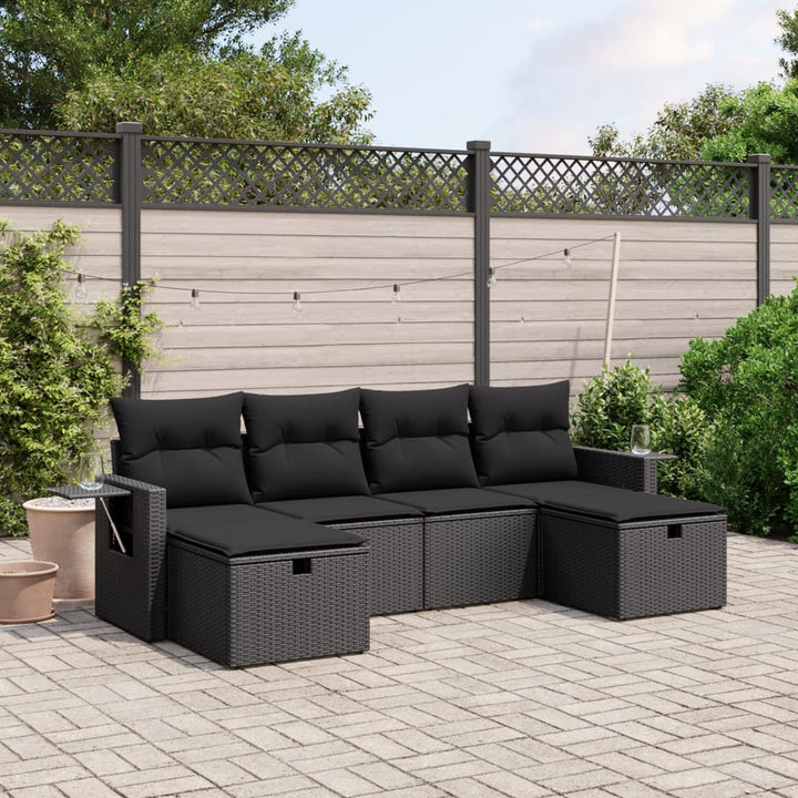 Set Canapele De Grădină Cu Perne, 6 Piese, Bej, Poliratan