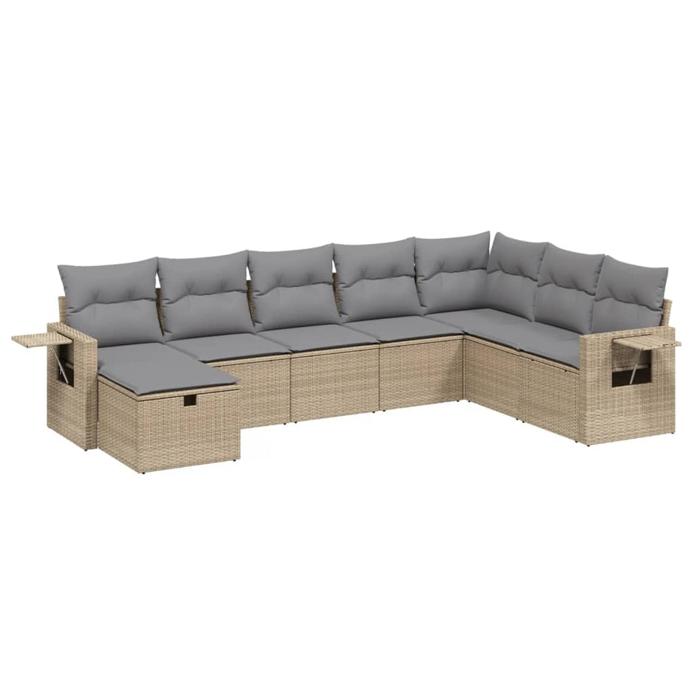 Set Canapele De Grădină, 8 Piese, Cu Perne, Bej, Poliratan