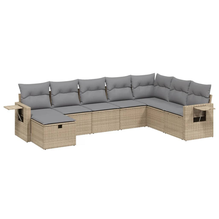 Set Canapele De Grădină, 8 Piese, Cu Perne, Bej, Poliratan