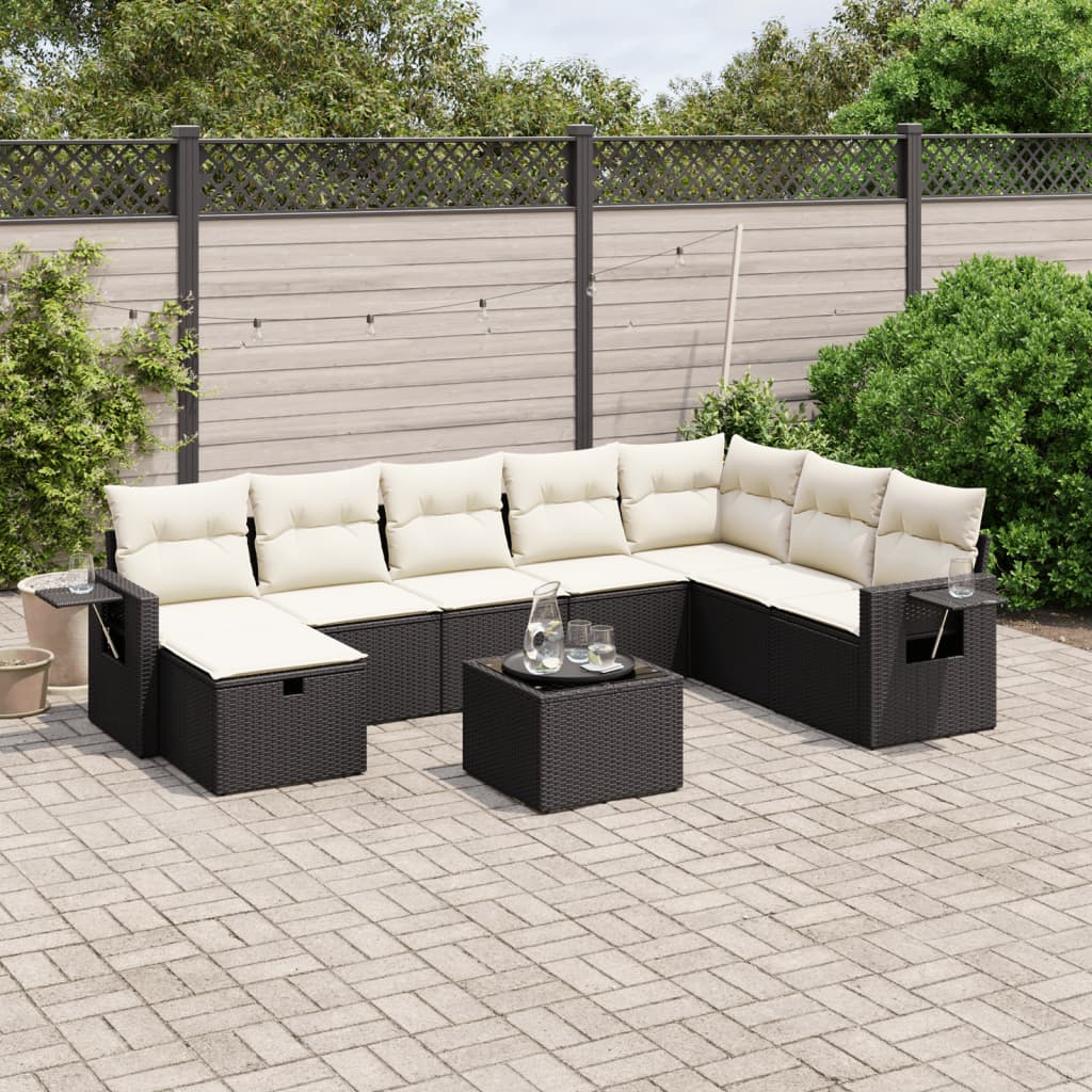 Set Canapele De Grădină, 8 Piese, Cu Perne, Bej, Poliratan