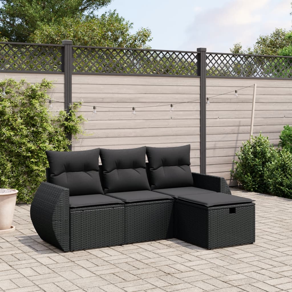 Set Mobilier De Grădină Cu Perne, 4 Piese, , Poliratan