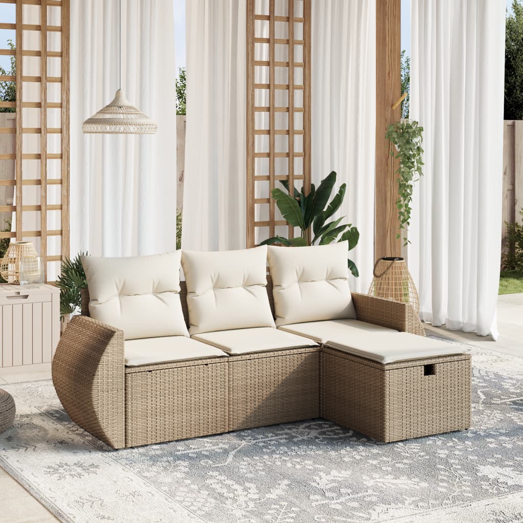 Set Mobilier De Grădină Cu Perne, 4 Piese, , Poliratan