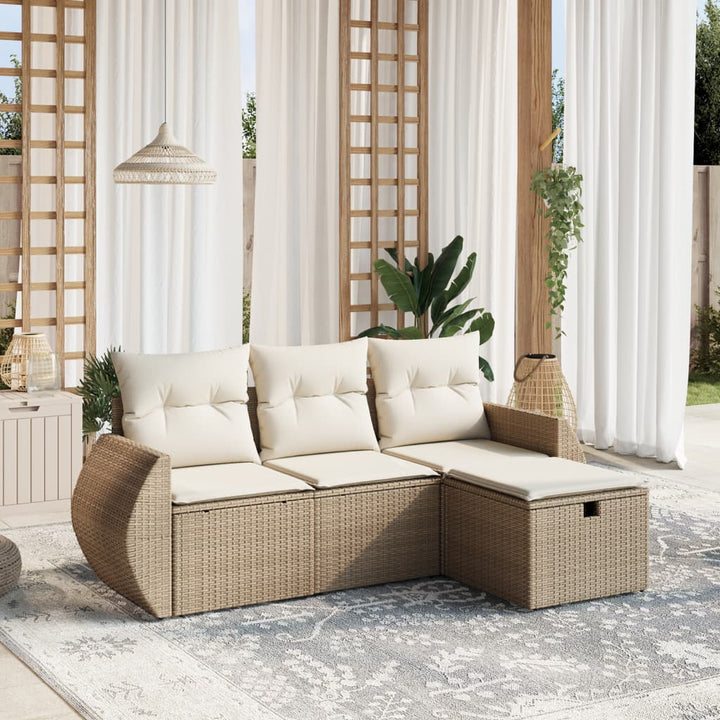 Set Mobilier De Grădină Cu Perne, 4 Piese, , Poliratan