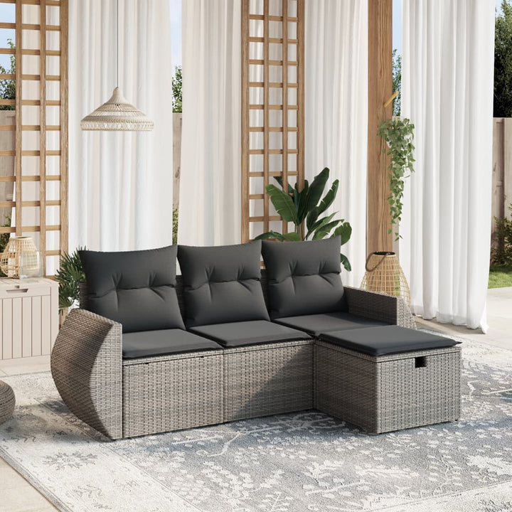 Set Mobilier De Grădină Cu Perne, 4 Piese, , Poliratan