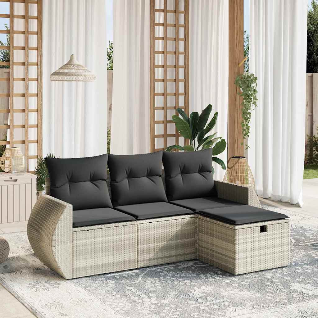 Set Mobilier De Grădină Cu Perne, 4 Piese, , Poliratan