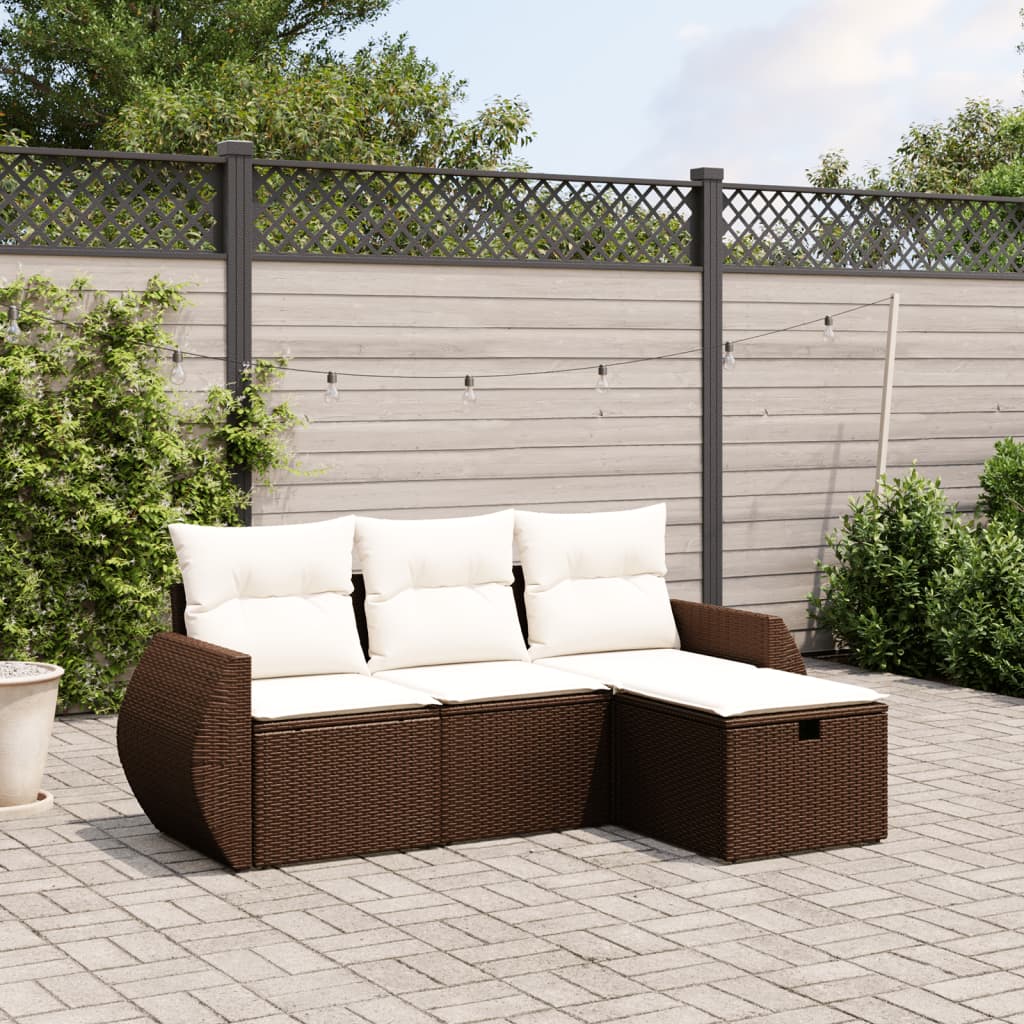Set Mobilier De Grădină Cu Perne, 4 Piese, , Poliratan