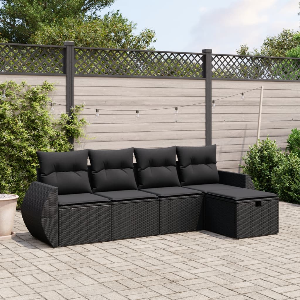 Set Canapele De Grădină Cu Perne, 6 Piese, Maro, Poliratan
