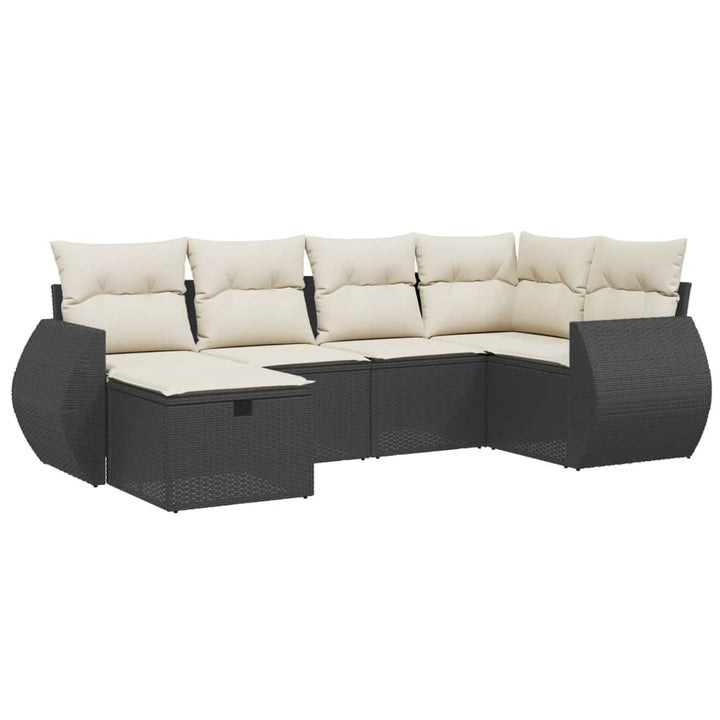 Set Mobilier De Grădină Cu Perne, 6 Piese, Negru, Poliratan
