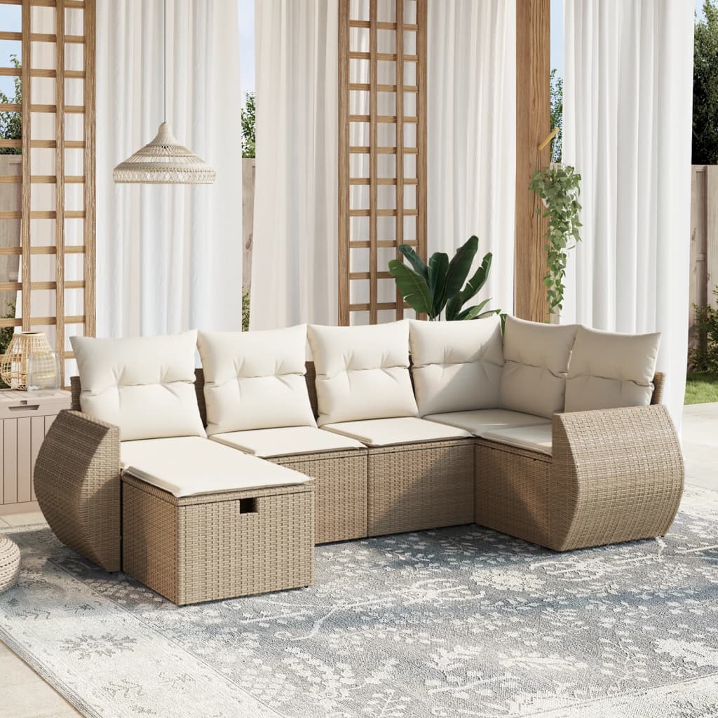 Set Mobilier De Grădină Cu Perne, 6 Piese, Negru, Poliratan