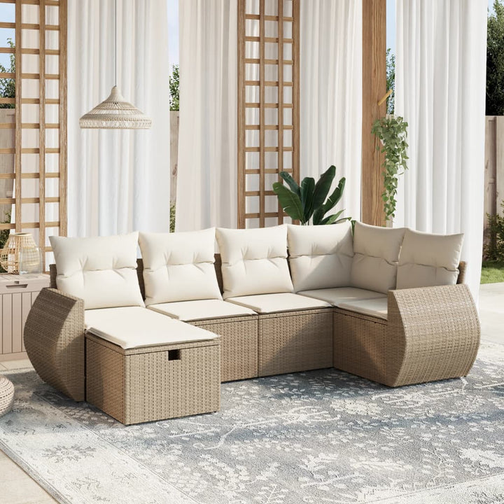 Set Mobilier De Grădină Cu Perne, 6 Piese, Negru, Poliratan