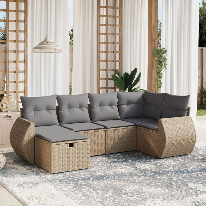 Set Mobilier De Grădină Cu Perne, 6 Piese, Negru, Poliratan