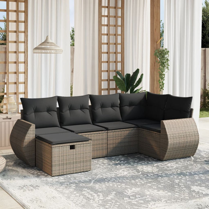Set Mobilier De Grădină Cu Perne, 6 Piese, Negru, Poliratan